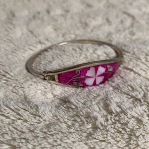 Gorgeous Alpaca Silver Hinged Bracelet!  Cozumel!